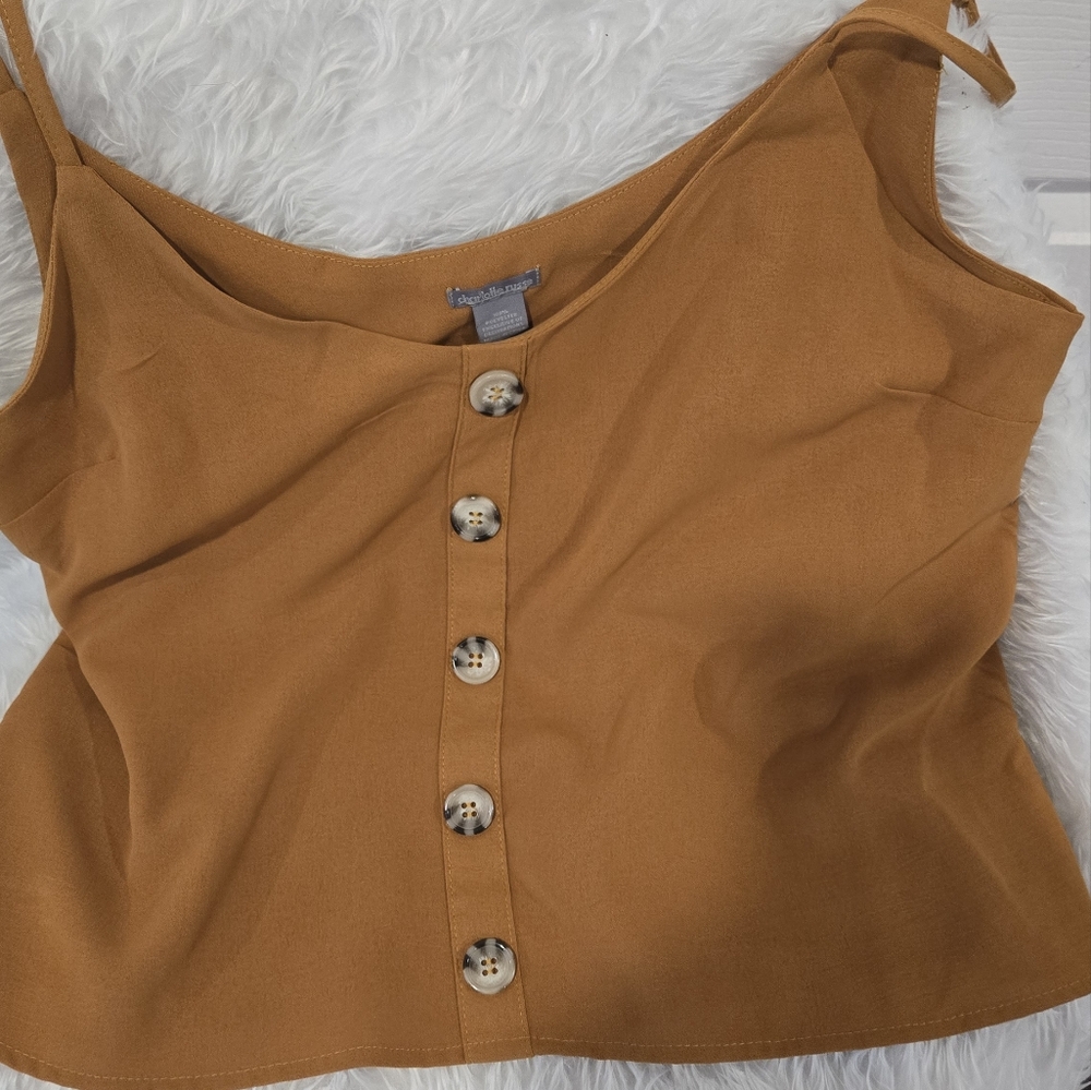 Charlotte Russe Camisole Tank Top Burnished Orange Button Front Cami Size S